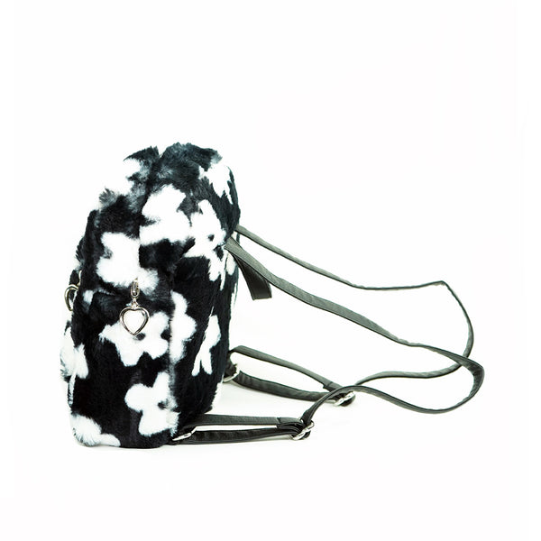 black and white floral mini backpack BLACK DAISY MINI BACKPACK – LOLITA JADE